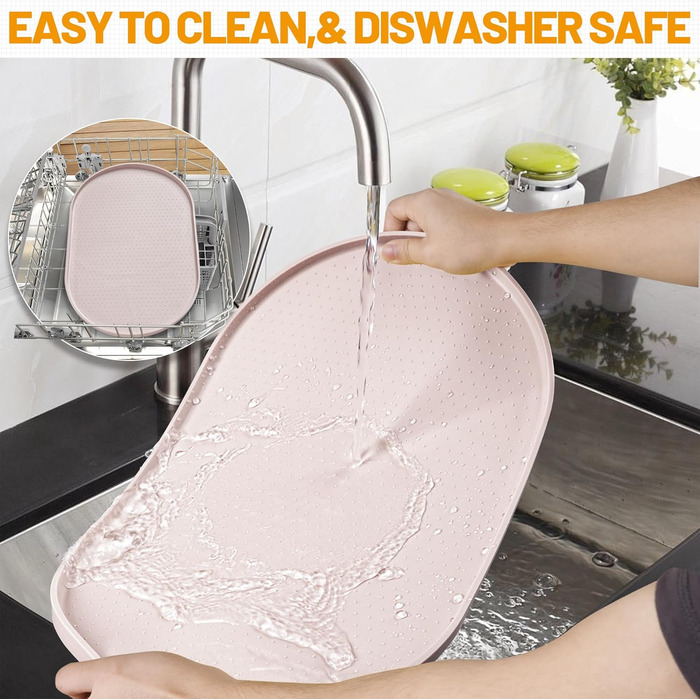 Гумова килимок для годівлі собак та котів з високим бортиком, водонепроникний, розмір 19' x 12' (білий пісок)