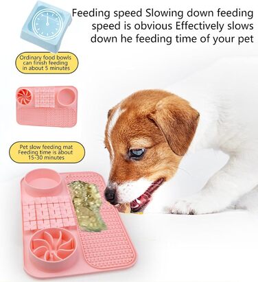 Килимок для облизування собак - Pink | Килимок для іграшок, годівлі, 15,12 x 9,84 x 1,54 см