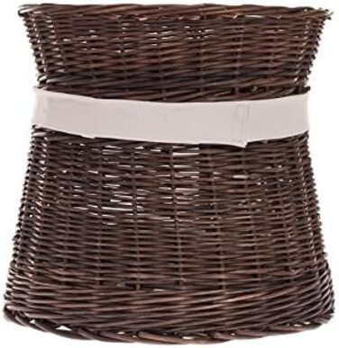 Кішка Будинок Круглий з Плетеної Лози Венге-Сірий, Двоярусний Корз для Кішки з Подушкою та Стрічкою, Кішка Тур, Темно-Коричневий_Бежевий