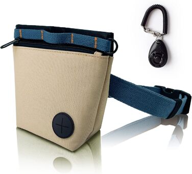 Сумка для ласощів для собак з клікером для дресирування, набір для дресирування собак, магнітна застібка, навчання без рук (Хакі)