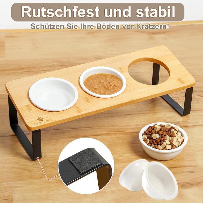 Набір мисок для котів GUUSII HOME: 6 мисок, кераміка, піднята годівниця, анти-блювотна, жовтий колір