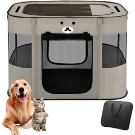 Клітка-будка для собак та котів, 90x70x60 см, сіра, розкладний вольєр для тварин