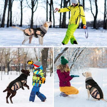 Водонепроникний зимовий теплий одяг для собак - куртка для маленьких, середніх та великих собак. Теплий одяг для собак з безпечними світловідбиваючими смугами для Лабрадорів, Чихуахуа, Французьких бульдогів. Зелений камуфляж