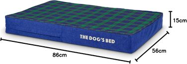 Ортопедичне ліжко для собак, велике, з штучного хутра, 101 x 64 x 10 см, вологостійке, з піною з пам'яті (Mittel (4' глибина), Чорний в клітинку Тартan)