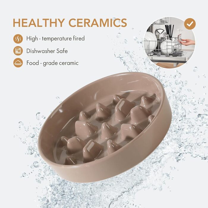 Підвищений годівниця для котів та собак з кераміки, для повільного годування, 13 см та 15,5 см миски, дерев'яний підставник, 2 шт. світло-зелений + підставка