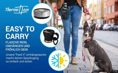 Турбунок для собак ThermoTom: пляшка для води, миска та сумка для прогулянок • 1 л, чорний