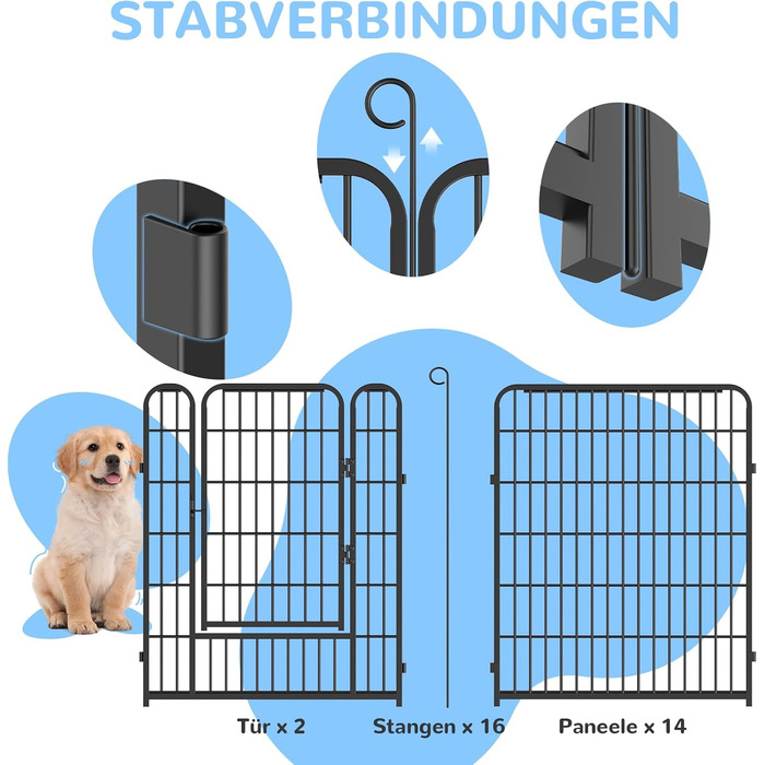 Клітка для цуценят Arvioo: безпечний простір для ігор, 65 x 80 см, 16 перегородок