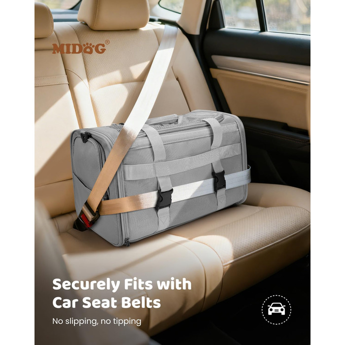 Трансформер для котів MIDOG: м'яка переноска з TSA-сертифікацією, для подорожей літаком, під сидіння, розширюваний об'єм, надійні застібки, оливковий/листяний колір