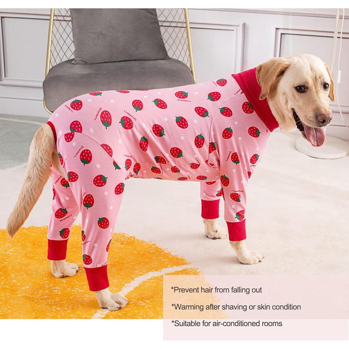 Комбінезон для собак Yeapeeto XL, полуниця: для відпочинку, захист від лизання, альтернатива конусу