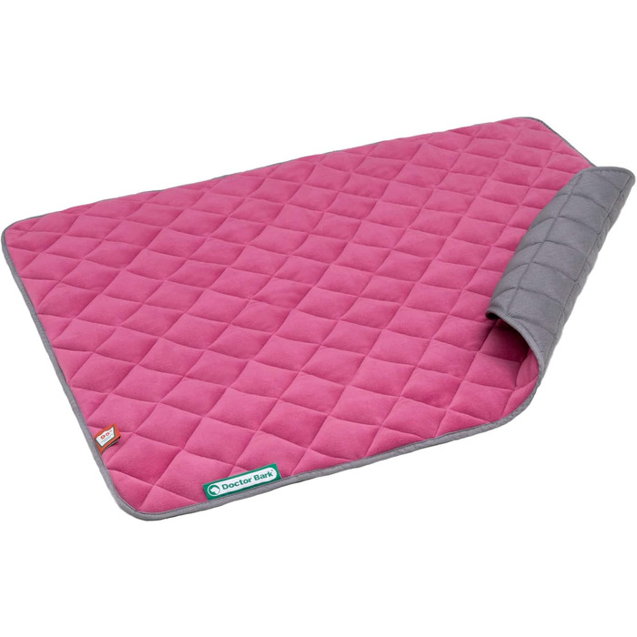 Підстилка для собак Doctor Bark - флісова двостороння, 100x80 см, рожевий/світло-сірий, для великих собак, миється до 95°C