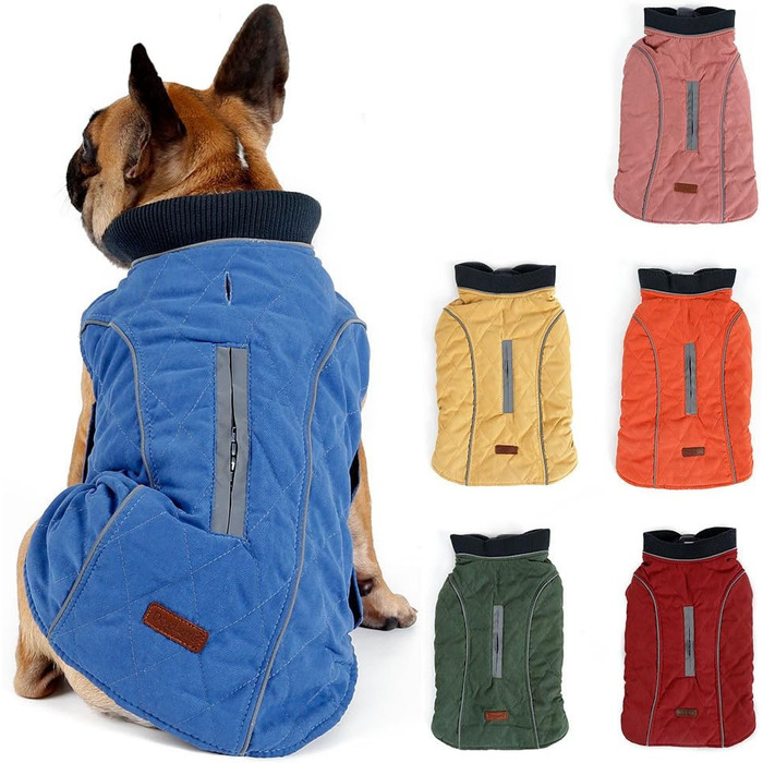 TFENG Тепла жилетка для собак з відбиваючими елементами, розмір S, блакитна