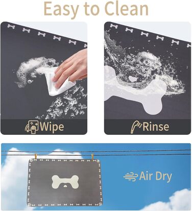 Килимок для годування собак і котів, 60 x 40 см, вбираючий, неслизький, великий, для мисок, легко миється, швидко сохне, темно-сірий