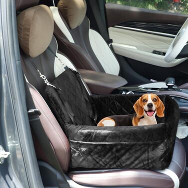 Автокрісло для собак: чорне, 40x40x35 см, для маленьких та середніх порід, з 2 ременями кріплення