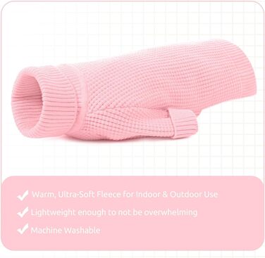 Пуловер для собак на зиму, теплий, для великих собак, м'який, з високим коміром, рожевий, XL (обхват грудей 62 см)