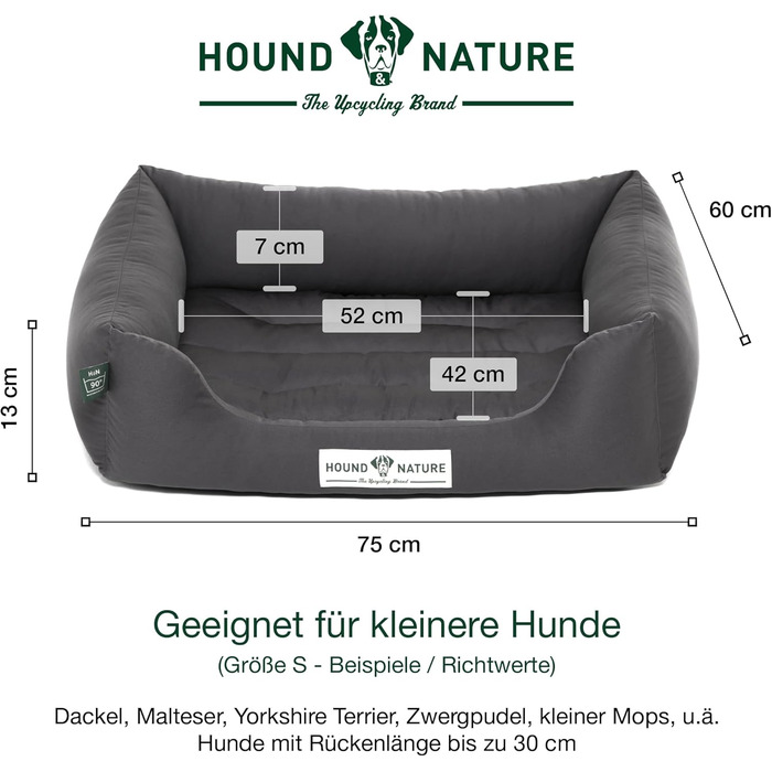 М'яке собаче ліжко HOUND & NATURE Bern Eco, розмір S (75x60 см), сіре - зручне та миється