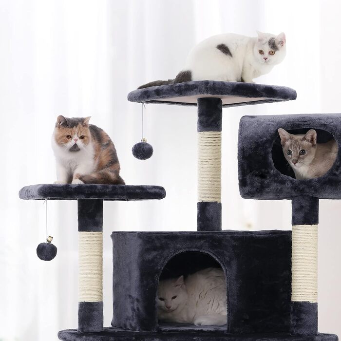 Feandrea XXL Котячий дряпак-когтеточка, багаторівневий, 165 см, димчасто-сірий