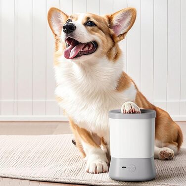 Автоматичний очищувач лап для собак - мийка лап з двома швидкостями, захист від бризок, аксесуар для кемпінгу, подорожей, активного відпочинку та прогулянок (сірий)