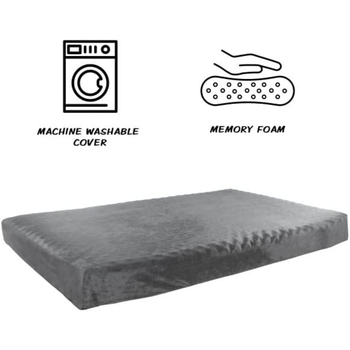Ортопедичне ліжко для домашніх тварин Petmaker - яйцеподібна конструкція та піна з ефектом пам'яті, знімний чохол, сірий колір, розмір L 117 x 69 x 10 см