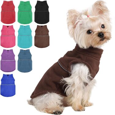 Тепла флісова жилетка для собак, пудель, дівчатка чи хлопчики, теплий пуловер, фліс, жилетка для цуценят, м'яка, еластична, тепла жилетка, одяг для домашніх тварин (Колір: Коричневий, Розмір: XXS) XX-Small Коричневий