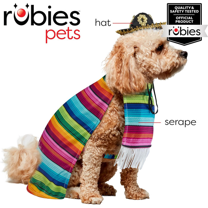 Костюм для собак Рубіс: мексиканський сарапе, розмір S, для Хелловін