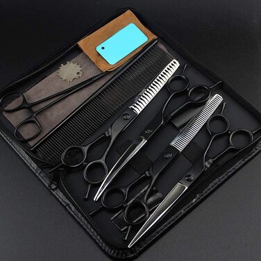 Професійна фризьорська ножиця для тварин зі чорного нержавіючого сталі, ножиці для грумінгу собак та котів, ножиці для розрідження шерсті, гострі леза