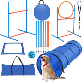 Набір для аджиліті Sonnewelt Agility Set для собак, 5-ти елементний: слалом, бар'єр, кільце для стрибків, тунель. Ідеально для парку, тренувань та цікавих ігор.
