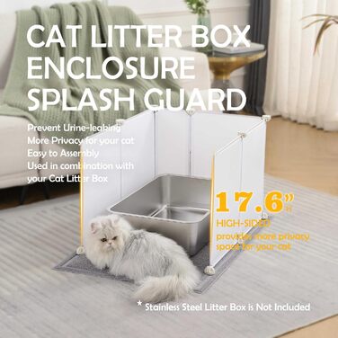 MEEXPAWS Великий туалет для котів зі знімним бортиком, 71x55x45 см, легке чищення, білий