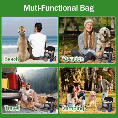 Транспортна сумка для собак та котів на 2 собак, для подорожей, з місткими кишенями та складаними мисками