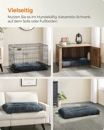 Ліжко для собак Feandrea, м'який килимок, довгий плюш, 122 x 74 см, м'яка підкладка, можна прати, багатофункціональне, PGW204K01 (L 110 x B 73 x H 10 см, темно-сірий)