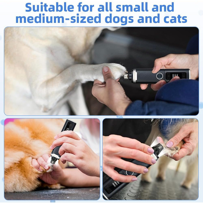 Електричний точило для собачих кігтів 2 шт. Точило для котячих кігтів 3 швидкості. LED дисплей, тиха робота.