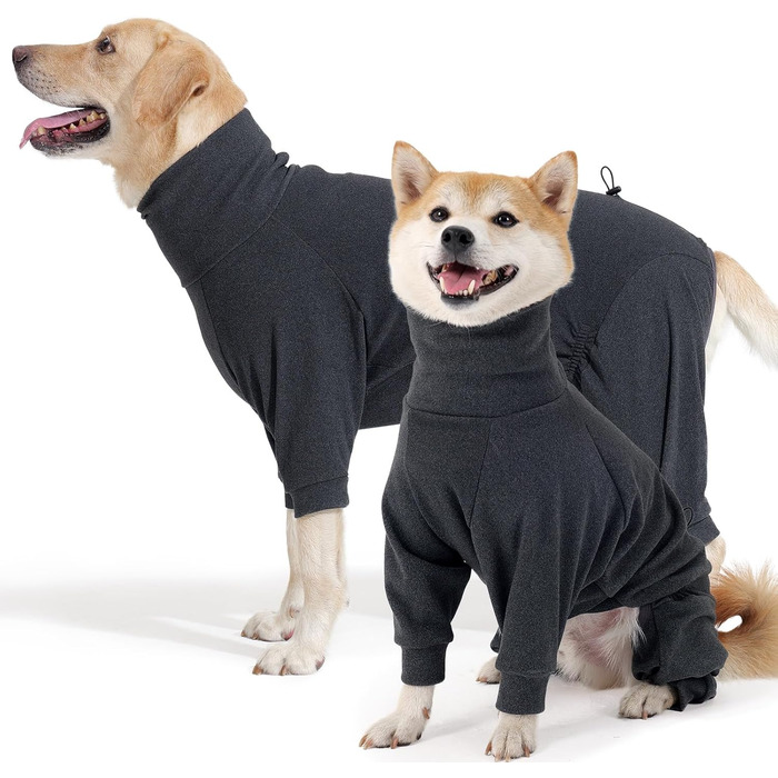 Теплий флісовий халат для собак на зиму, теплий пуловер для собак з ніжками, м'яка чотирилапа куртка для маленьких та середніх собак, халат для собак, флісовий піжамний одяг для собак, темно-сірий, розмір M