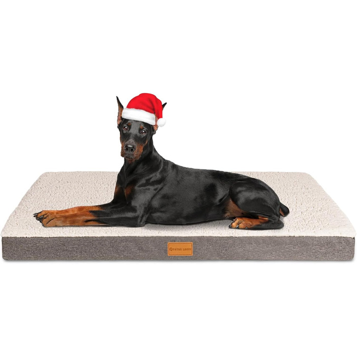 Ортопедичне ліжко для собак Patas Lague, велике, 91,4 x 61 см, м'яке, водонепроникне, з піною, знімний, пральний чохол, неслизьке дно, рожевий (JUMBO:56x40x3.5 IN, слонова кістка)