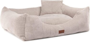 Ліжко для собак Oaza з бортиками, м'яке, текстильне, прямокутне (80x70 см), колір бежевий