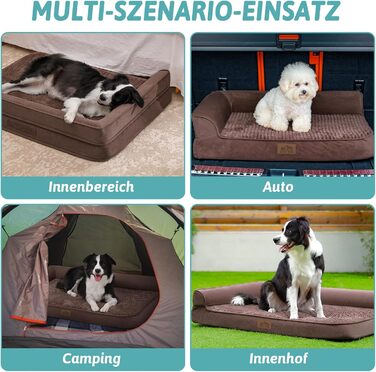 Ортопедичне ліжко для собак, 19 см товщиною, диван для середніх собак, знімний та пральний, неслизьке дно, водонепроникна підкладка, коричневий, 76x51x19 см