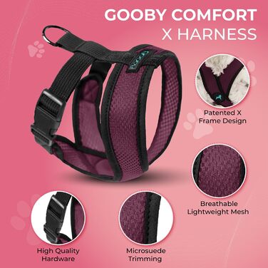 Нашийник для собак Gooby Comfort X для прогулянок, розмір L, фіолетовий. Безпечний, комфортний, для маленьких та середніх собак. Захист від задухи, X-Design, для дому та вулиці.