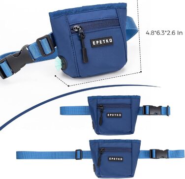 Сумка для ласощів для собак з міцним магнітним закриттям, для тренувань, з дозатором кульок, глибокий синій колір