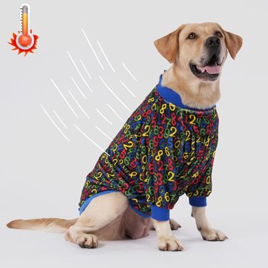 Светр для собаки LovinPet для німецької вівчарки, легкий і м'який, з принтом цифр, чорний малюнок, для дрібних порід, синій