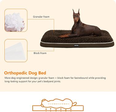 Ортопедичний лежак для собак, двоярусний килимок, миється, знімний кошик, 120 см, для великих собак, коричневий (L 120 x 74 x 12 см)