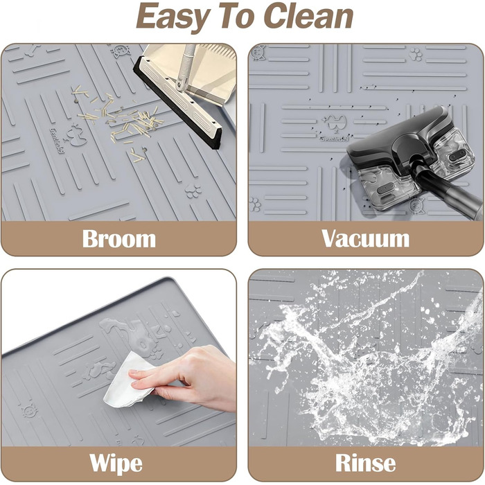 Килимок для котячого туалету GentleDog, великий, силіконовий, 87,1 x 63 см, сірий, вологостійкий