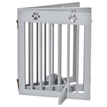 PawHut Barrier Dog 4 частини, 204 x 61 см складні ворота з 2 опорними ніжками, окремо стоячий щиток для собаки, дерев'яні сходові ворота для передпокою, сходи, світло-сірий | Аосом