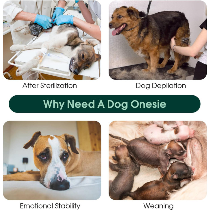 Комбінезон для собак після операції Kuoser, сірий у смужку, L (обхват грудей 59-70 см, обхват шиї 41-51 см)