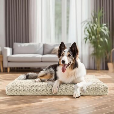 М'яке ортопедичне ліжко для собак Homaxy, великих порід, 105x68x10 см, бежеве, з антиковзким покриттям, миється