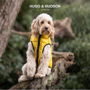 Зимова двостороння пухова куртка для собак HUGO & HUDSON, водовідштовхувальна, жовта та сіра, розмір S35
