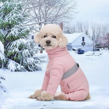 Піжама для собак з полярного флісу, тепла зимова куртка та светр для маленьких та середніх собак, X-Large, рожевий