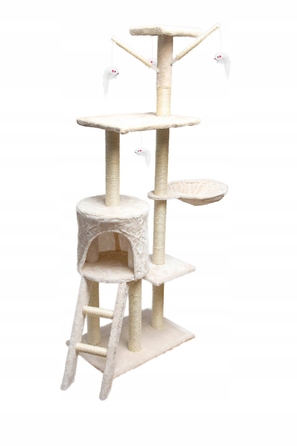 Високий когтеточка-комплекс із лежаком та стовпчиком для кігтів, вежа Pet HOBBY 101 — 160 см