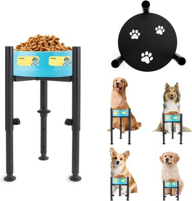 Підвищена годівниця для собак з платформою, регульована висота 6-10 дюймів, з наклейкою для імені, для домашніх тварин