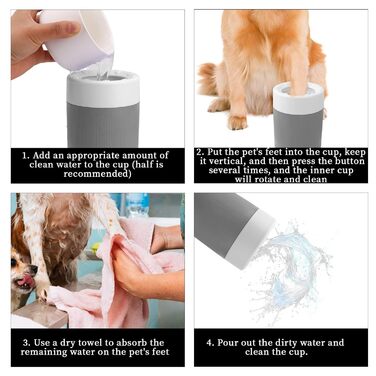 Миска для миття лап тварин, портативна мийка для лап з м'якою щіткою, інструмент для чищення лап собак/кішок (сірий)