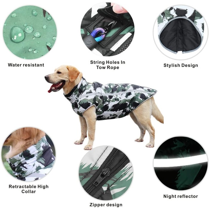 Теплий зимовий одяг для собак та котів Idepet: куртка, жилет, костюм з отвором для повідка, чорний, 3XL