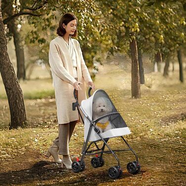 Дитяча коляска для собак та котів OHMG 3 в 1, сіра, складна, з EVA-колесами, для маленьких та літніх тварин, з тримачем для напоїв