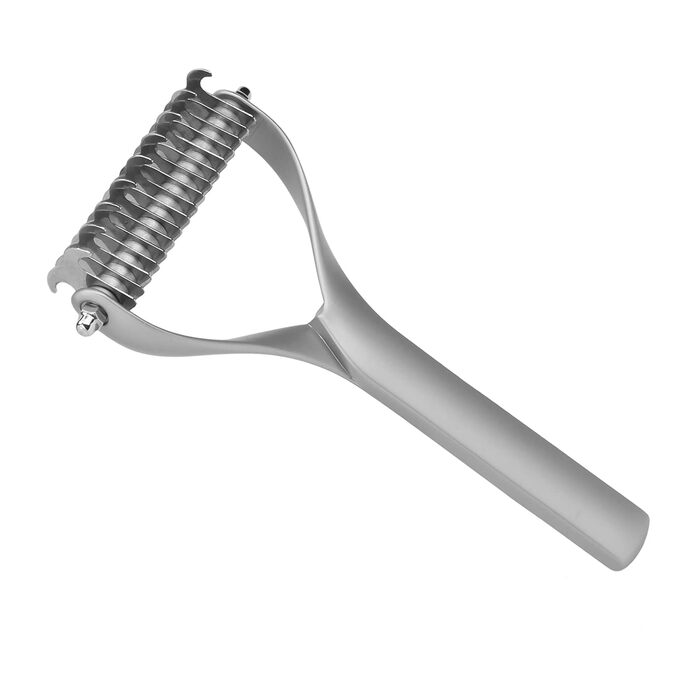 Гребінець для собак та котів з довгою шерстю, 2-етапний, для видалення підшерстя, з цинкової сплави, довговічний, делікатний до шкіри, ефективний проти ковтунів та випадаючого волосся (сріблястий)